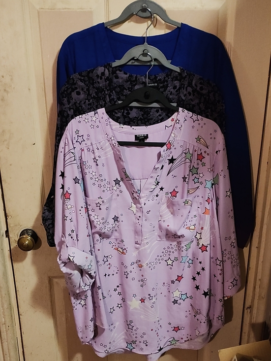 torrid Tops - Torrid Harper Georgette 3/4 Sleeve Blouse.  set of 3.